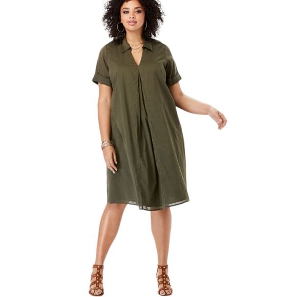 ROAMANS Cotton Swing Shirt Dress Size 30W - Picture 1 of 5